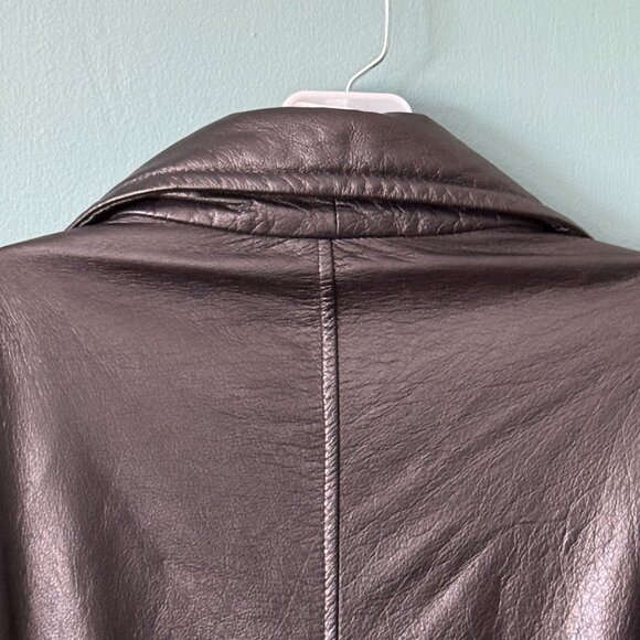 Lane Bryant Black Leather Jacket Belted Womens Size 22/24 Short MOTO Biker - Picture 11 of 16